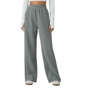 NWT Halara Gray High Waisted Side Pocket Straight Mop Corduroy Casual Pants XLP